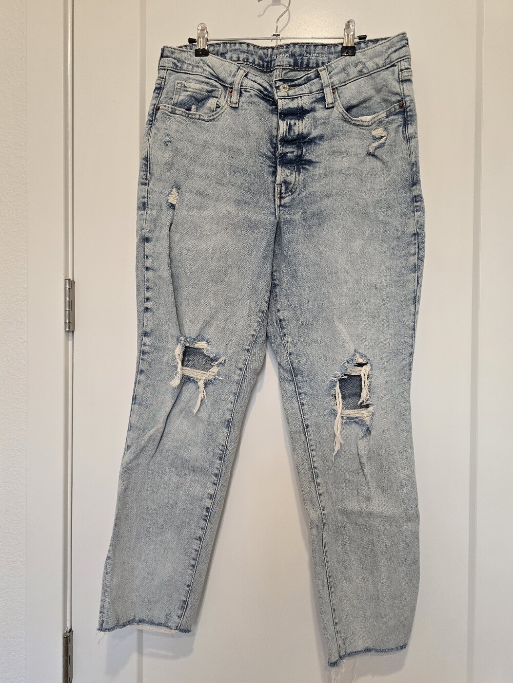 Old Navy OG Straight Jeans in Acid Wash Blue Button Fly